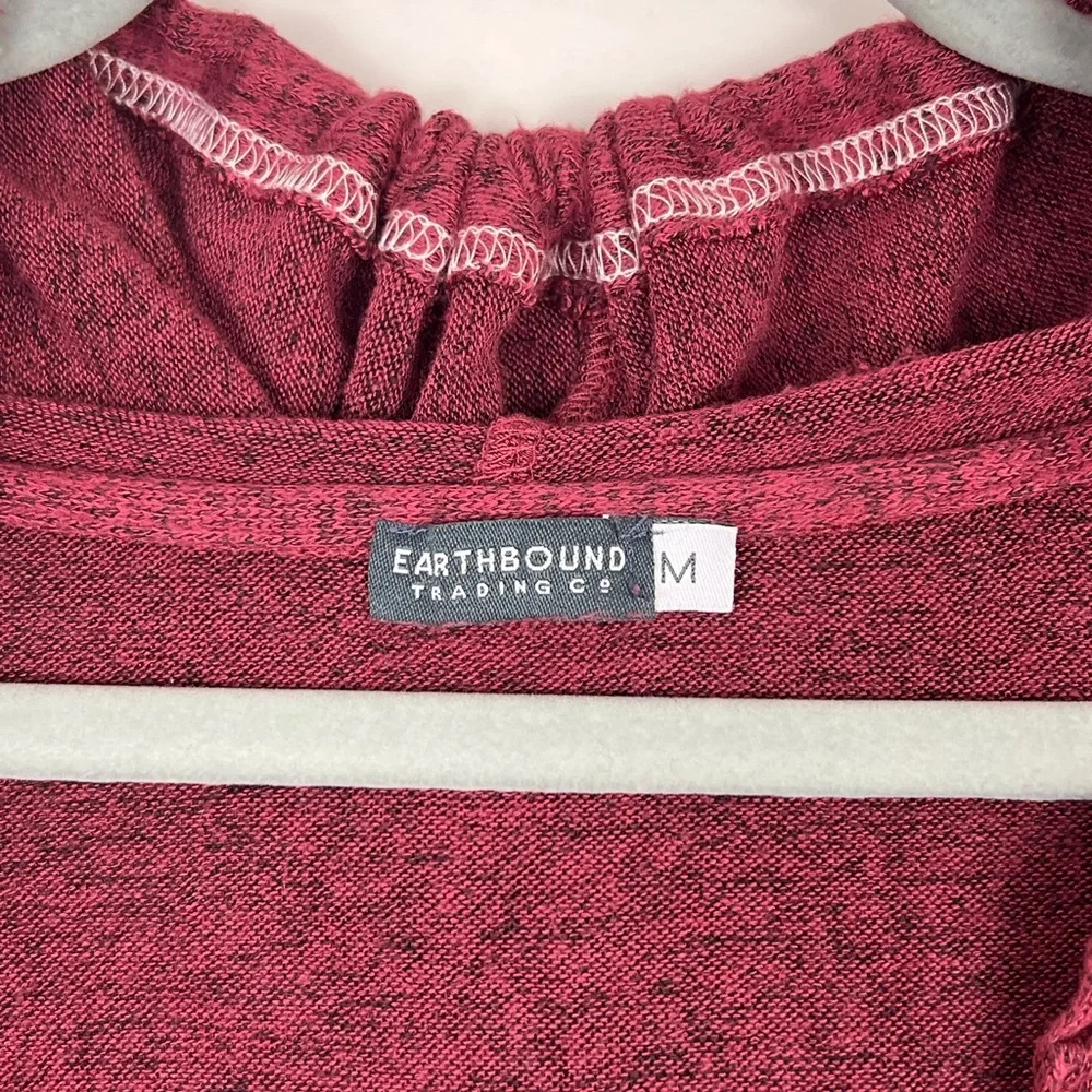 Earthbound sweater hoodie drawstrings burgundy Sz M - Picture 5 of 8